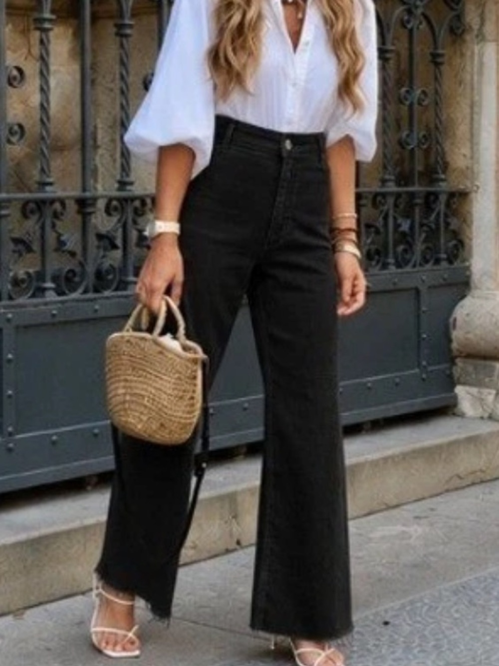 Zara Marine Layer High-Waist Wide-Leg Black Jeans